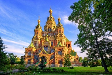 st peter and paul cathedral is a traditional russian orthodox church, peterhof, st petersburg, russia