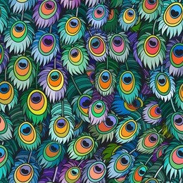 vector color peacock feather seamless pattern