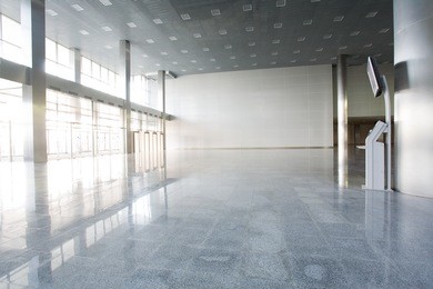 modern empty building with informational terminal