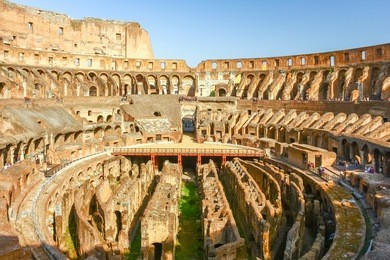 inside of colosseum in rome, italy