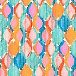 watercolor ikat seamless pattern. vibrant ethnic rhombus pattern in watercolour style.