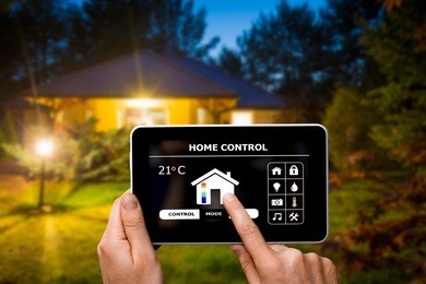 remote home control system on a digital tablet or phone.