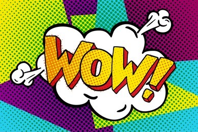 wow word bubble. wow message in pop art comic style.