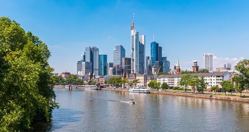 skyline of frankfurt am main at summer, germany