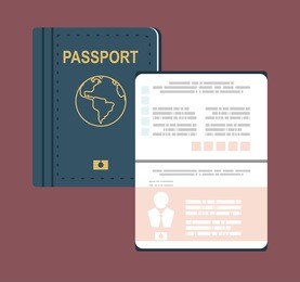 passport with biometric data. identification document flat vector illustration