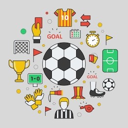 football soccer line art thin vector icons set with ball and sport elements