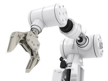 3d rendering robotic arm on white background
