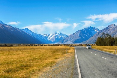 road leading to mount cook, new zealand