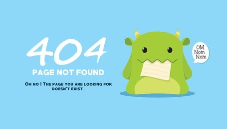 404 page not found with monster eat the page illustration vector