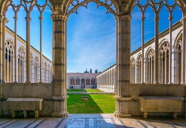detail of the camposanto cemetery in pisa, italy