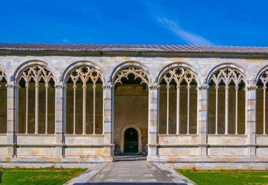 detail of the camposanto cemetery in pisa, italy