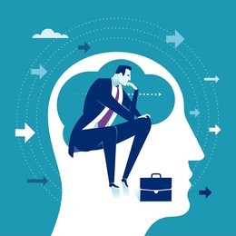 thinker. thinking manager business concept vector illustration.