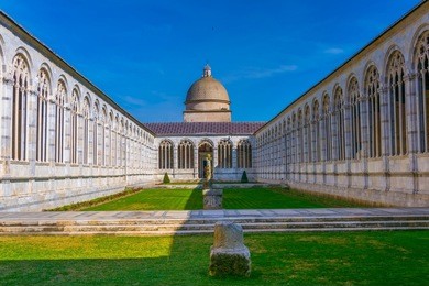 detail of the camposanto cemetery in pisa, italy