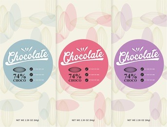 chocolate bar - vector set of design elements and seamless pattern for chocolate packaging  background in linear style.