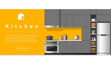 interior design modern kitchen background , vector, illustration