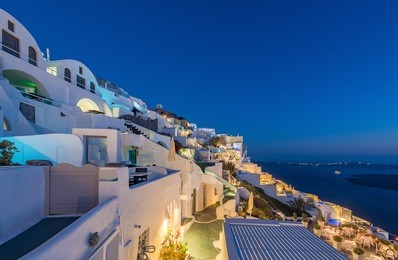 beautiful night view of imerovigli village