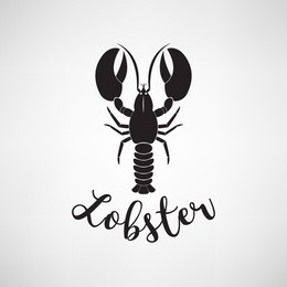 seafood restaurant logo template with lobster on white background