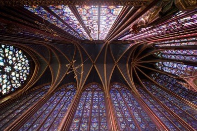 sainte chapelle church, paris - upper chapel's ceiling