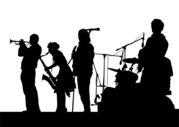 concert of jazz music on white background