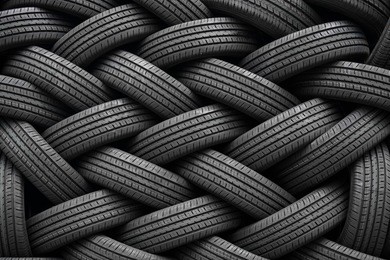 a pile of new automobile tires