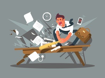 angry and exasperated employee