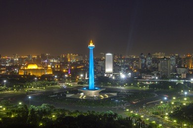 "monas" the national monument in jakarta city, indonesia