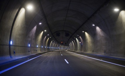 road tunnel, night illuminated