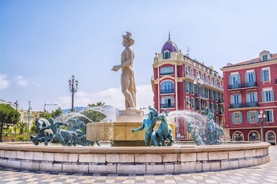 fountain soleil on place massena in nice, france