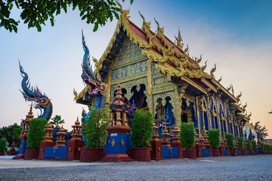  rong sua ten temple with twilight light, chiangrai thailand
