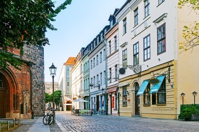 a cozy street in berlin, germany