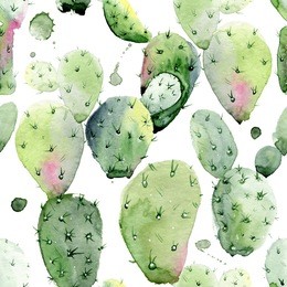 watercolor seamless pattern. watercolor cactus seamless floral pattern background, wallpaper, fabric. #1