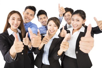 happy young  business team with thumbs up gesture