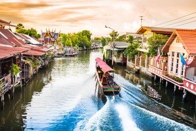 boat for travel in canall,bangkok thailand