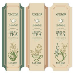 labels herbal tea design ink hand drawn vector