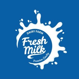 vector white milk logo template on blue background