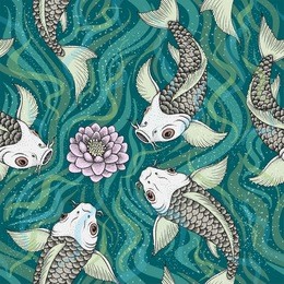 seamless pattern with traditional japanese fancy carp or koi. vector illustration