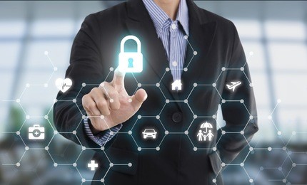 business employees (insurance agent) protecting customer care concept family, life insurance, health insurance.