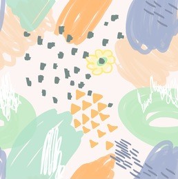 orange scribble with flower triangles dots.hand drawn ink seamless background.ethnic design.anniversary, birthday, valentine's day, party.pattern for poster, card, invitation, placard, brochure, flyer