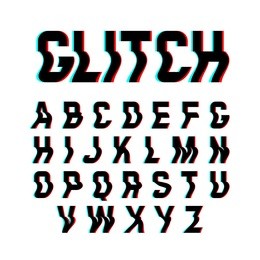 glitch font with distortion effect. vector illustration.