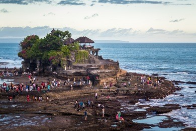 tanah lot is a rock formation off the indonesian island of bali, indonesia.