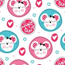 seamless little mouse pattern vector illustration