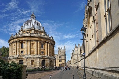 oxford university, looking down catte street from high street
