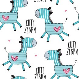 seamless cute zebra pattern vector illustration