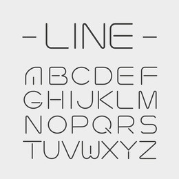 vector linear font - simple and minimalistic alphabet in line style.