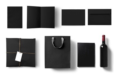 black stylish gift set mock up for your concepts presentation