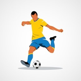 abstract soccer player quick shooting a ball. branding identity corporate vector logo design template isolated on a white background. vector illustration.