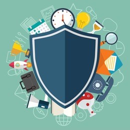 data protection and safe work. flat design