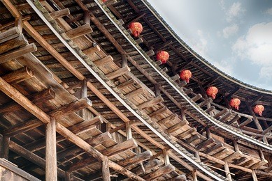 inside of a tu-lou house - hukeng village - hakka country near xiamen, fujian province (china