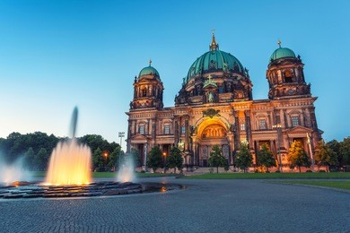 berlin cathedral or berliner dom at night, berlin ,germany