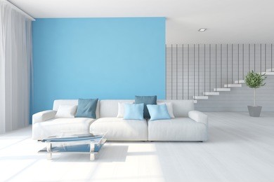 bright interior design. 3d illustration